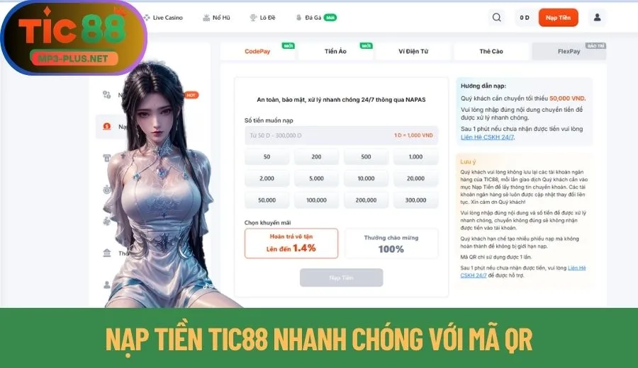 Nạp Tiền Tic88 Siêu Tốc Đa Dạng Phương Thực Lựa Chọn Tiện Lợi 1 Nạp tiền Tic88 nhanh chóng với mã QR